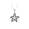 14K 2/Tone 15Mm Starfish Pendant With 39 Blue Sapphires