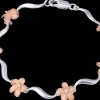 14K 2/Tone Plumeria Lei Bracelet With 6 Diamonds
