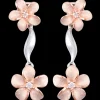 14K 2/Tone Plumeria Lei Earrings With 4 Diamonds