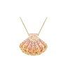 14K 2/Tone Shell Pendant With 48 Colored Sapphires
