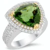 18K White And Yellow Gold Ring With 0.99 Ct Diamonds And 8.00 Ct Tourmaline