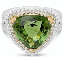 18K White And Yellow Gold Ring With 0.99 Ct Diamonds And 8.00 Ct Tourmaline