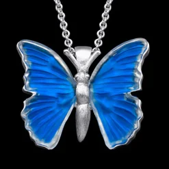 14K White Gold Butterfly Pendant