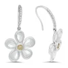 18K White Gold Earrings With 0.12Ct Diamonds And 2Pcs Total 0.13Ct Yellow Diamonds And 10Pcs Total 2.64Ct Rose Cut Diamonds
