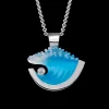 14K White Gold Medium Wave Pendant With Diamond
