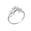 14K White Gold 8Mm Plumeria Ring With 3 Blue Diamonds