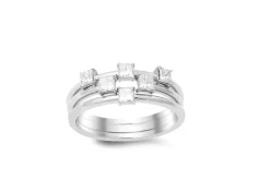 18K White Gold 3Pcs Ring With 0.60 Ct Diamonds