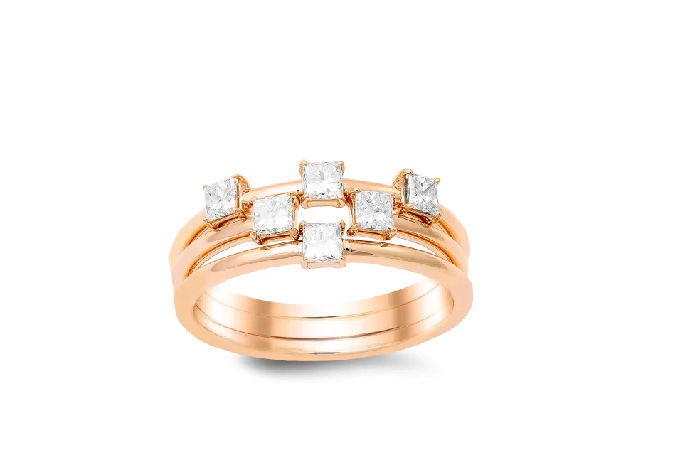 18K White Gold 3Pcs Ring With 0.60 Ct Diamonds
