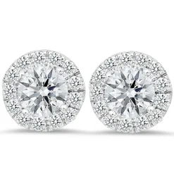 18K White Gold Stud Earrings With 0.42 Ct And 3.00 Ct Diamonds