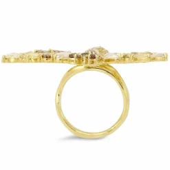 18K Yellow Gold Butterfly Ring With 0.45 Carat And 6.57 Carat Diamonds