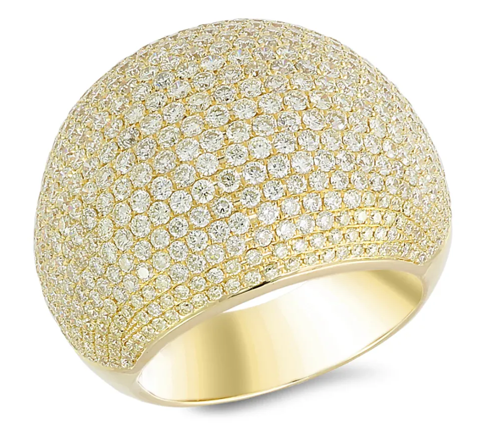 18K Yellow Gold Ring With 3.16 Ct Diamonds And 0.74 Ct Yellow Diamonds