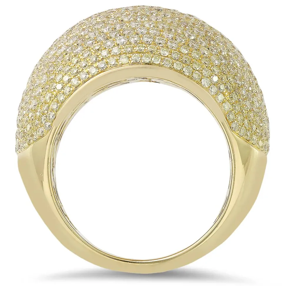 18K Yellow Gold Ring With 3.16 Ct Diamonds And 0.74 Ct Yellow Diamonds