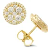 18K Yellow Gold Stud Earrings With 72 Pcs 1.08Ct Diamonds