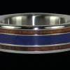 Koa Wood Titanium Ring With Lapis Inlay