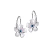 14Kw 8Mm Plumeria Earrings With 2 Blue Diamonds