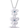 14Kw Plumeria Slide Pendant With 3 Blue Diamonds