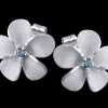 14Kw/G 11Mm Plumeria Earrings With 2 Blue Diamonds