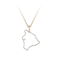 14Ky " Big Island" Pendant With 0.03Ct Diamond (For Kona)