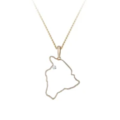 14Ky " Big Island" Pendant With 0.03Ct Diamond (For Waikoloa)