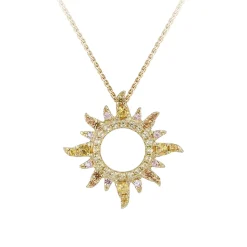 14Ky "Sunburst" Small Pendant With 44 Colored Sapphires