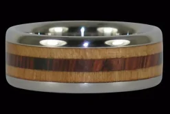 Light Koa Wood Hawaii Titanium Ring