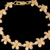 11Mm 14K Plumeria Bracelet With 13 Diamonds And 13 Flowers