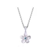 8Mm 14K Plumeria Pendant With 0.02 Carats Blue Diamond