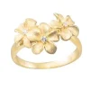 8Mm 14K Plumeria Ring With 3 Diamonds