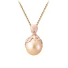 Rose Gold Octopus Pendant With 10Mm Peach Freshwater Pearl & Diamonds
