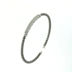 Sterling Silver Cz Flexible Bangle