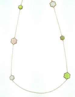 Sterling Silver Rose-Toned Multi-Colored Murano Glass Necklace