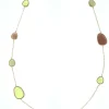 Sterling Silver (Rose-Toned) Green And Pink Murano Glass Necklace