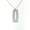 Sterling Silver Sparkle Glitter Rose-Toned Rectangular Pendant Necklace
