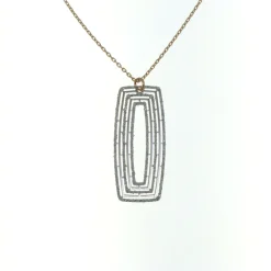 Sterling Silver Sparkle Glitter Rose-Toned Rectangular Pendant Necklace