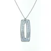 Sterling Silver Sparkle Glitter Rectangular Pendant Necklace