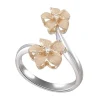 2/Tone 14K 8 And 11Mm Plumeria Ring