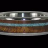 Turquoise And Koa Wood Titanium Ring