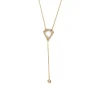 White Topaz Kite Necklace With Bezel Diamond Drop Lariat
