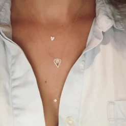 White Topaz Kite Necklace With Bezel Diamond Drop Lariat